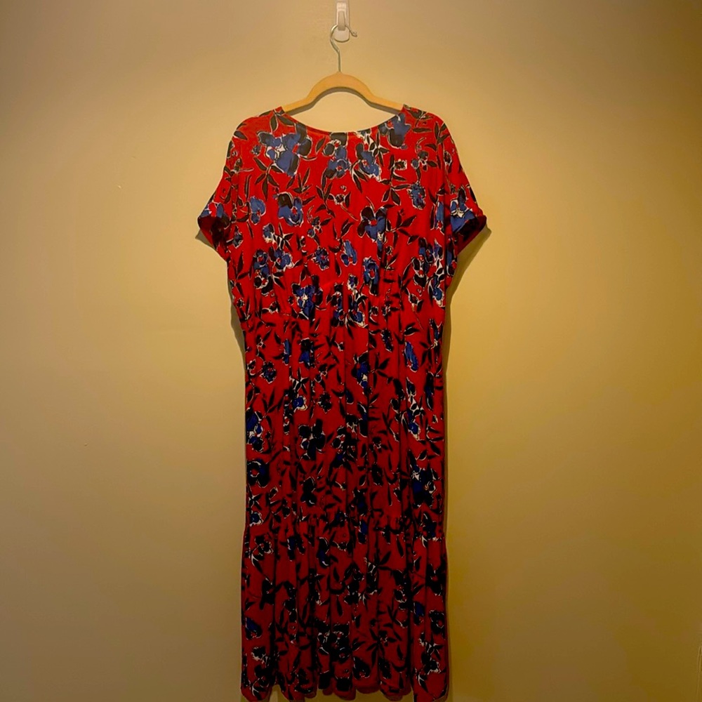 Red and blue floral maxi